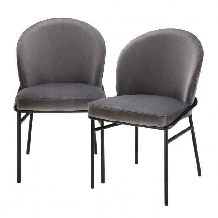 Willis Set Of 2 Grey Velvet Dining Chair by Eichholtz