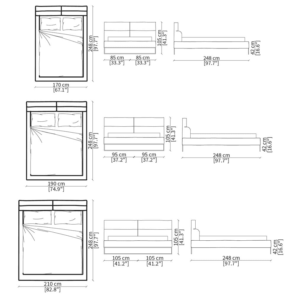 Cloud Double Bed by Frigerio