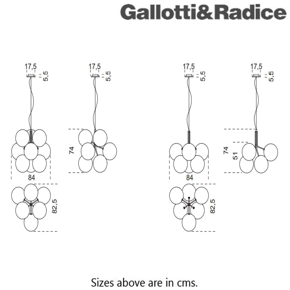 Bolle Cielo Suspension Lamp by Gallotti & Radice