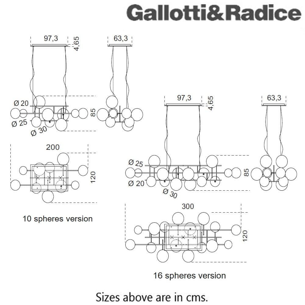 Bolle Orizzontale Suspension Lamp by Gallotti & Radice