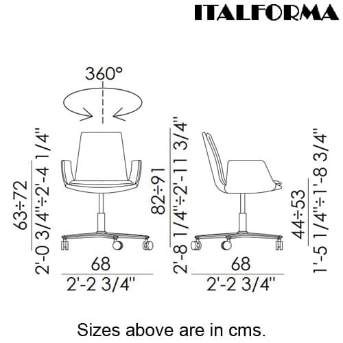 Lara 5 Ways Swivel Armchair by Italforma