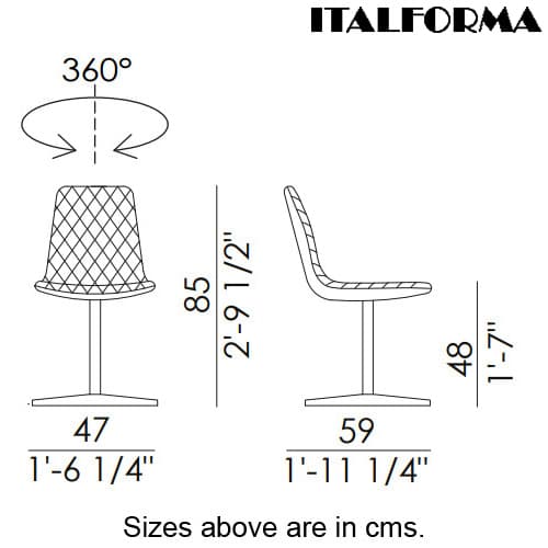 Lenny 4 Ways Swivel Chair by Italforma