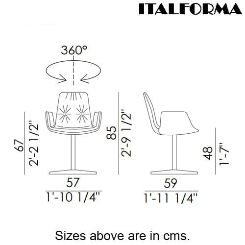 Lisa 4 Ways Swivel Armchair by Italforma