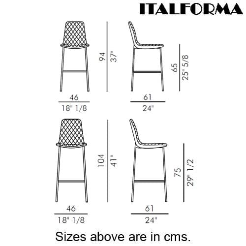 Lenny 4 Metal Legs Bar Stool by Italforma