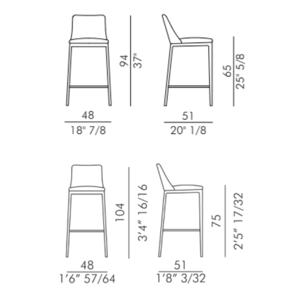 Max Diamond Wood Base Bar Stool by Italforma