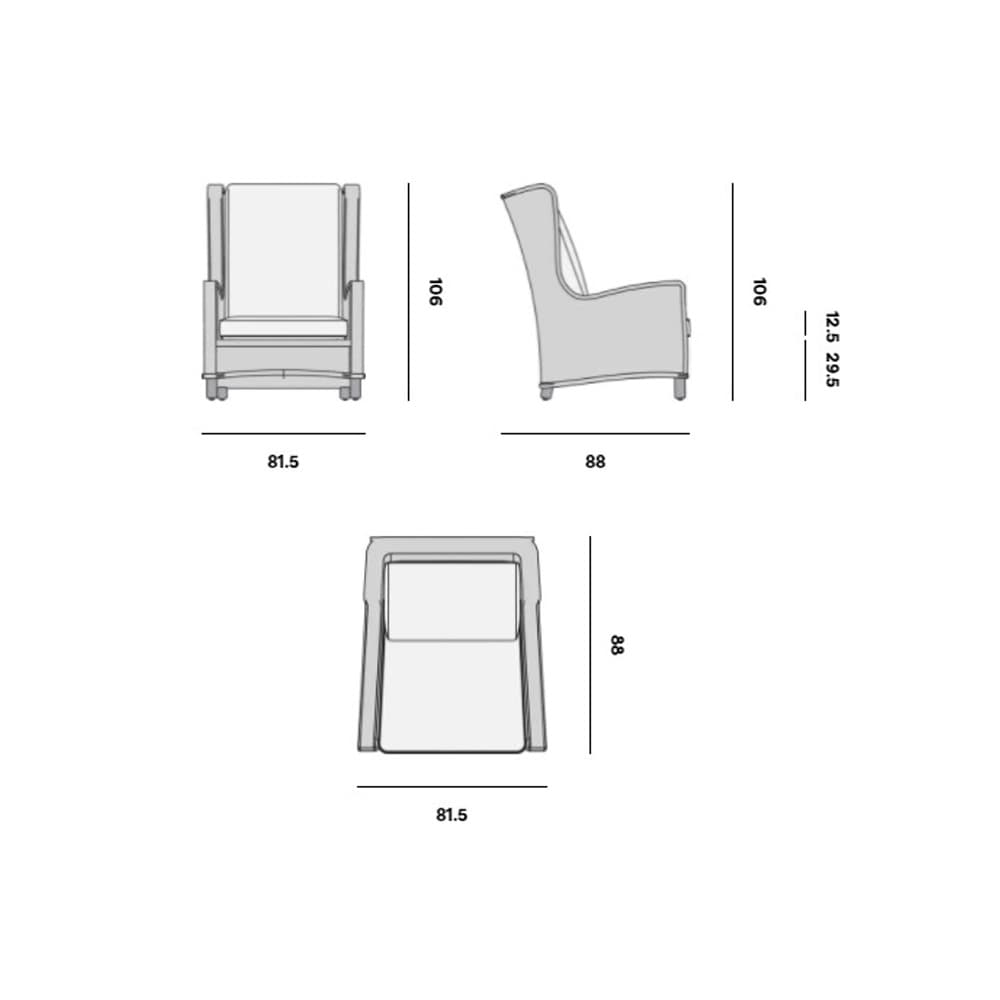 San Diego High Back Outdoor Armchair by Manutti