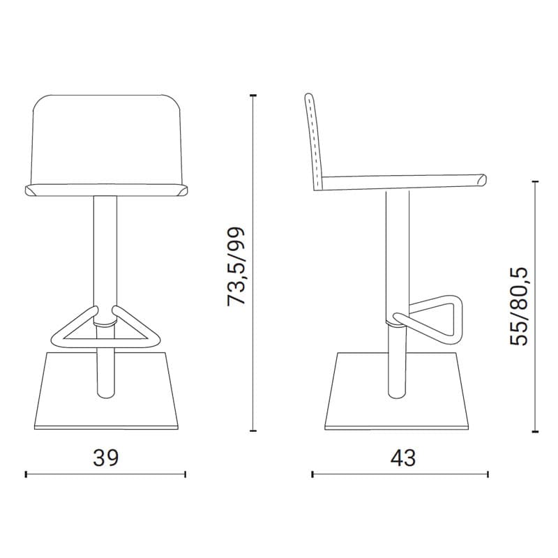 Lunette Stool Bar Stool by Ozzio Italia