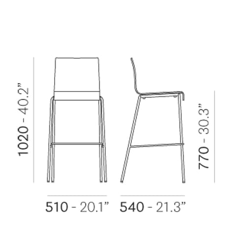 Kuadra 1116 Bar Stool by Pedrali