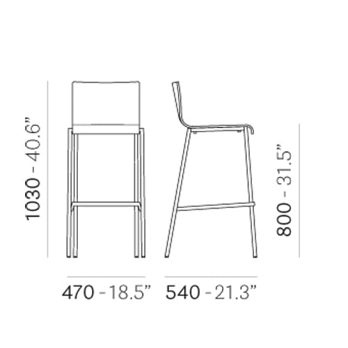 Kuadra 1326 Bar Stool by Pedrali