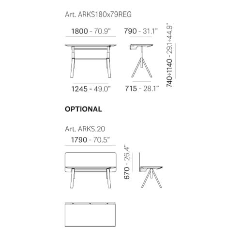 Arki Arks180X79 Desk by Pedrali