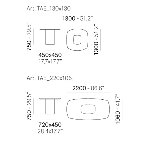 Aero Tae130X130 Dining Table by Pedrali