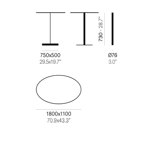 Inox Elliptical 4901 Side Table by Pedrali