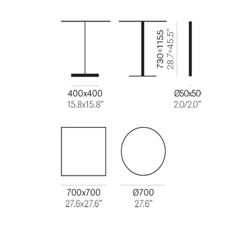 Inox Adjustable 4406H Side Table by Pedrali