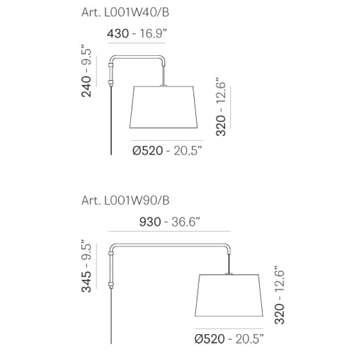 L001W40 B Wall Lamp by Pedrali