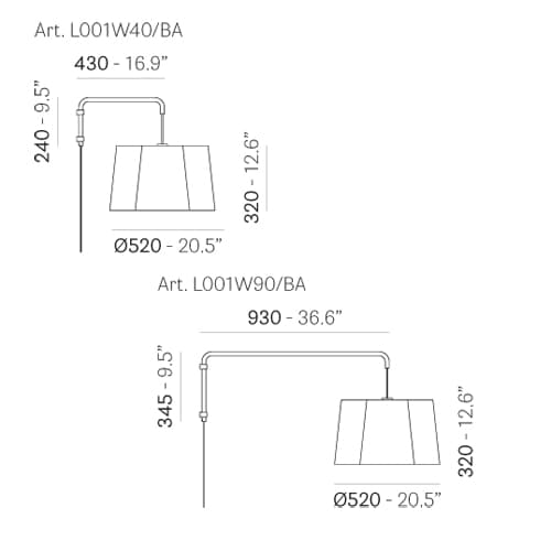 L001W40 Ba Wall Lamp by Pedrali