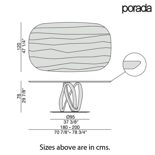 Infinity Oval 1 Base L Dining Table by Porada