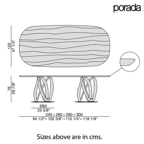 Infinity Oval 2 Base L Dining Table by Porada