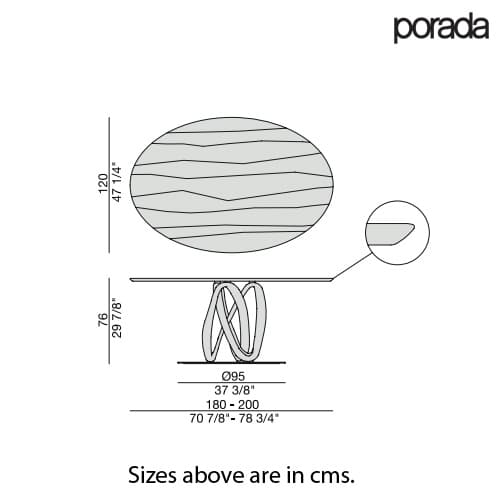 Infinity Elliptical 1 Base L Dining Table by Porada