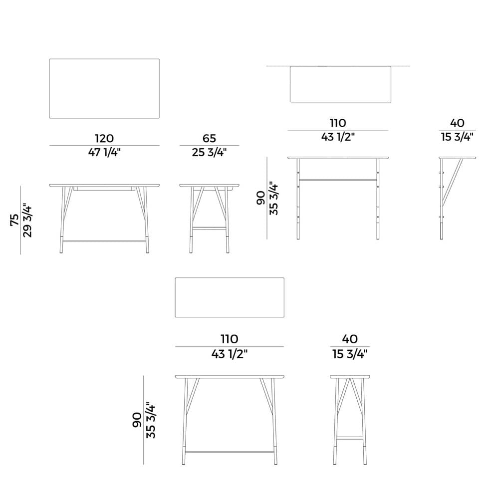 Wood Y Console Table by Potocco