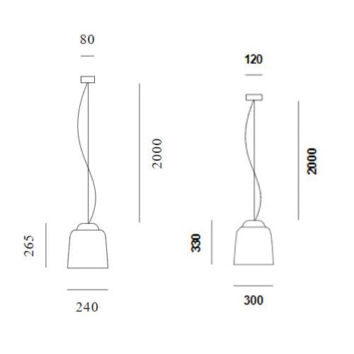 Teodora Glass Suspension Lamp by Prandina