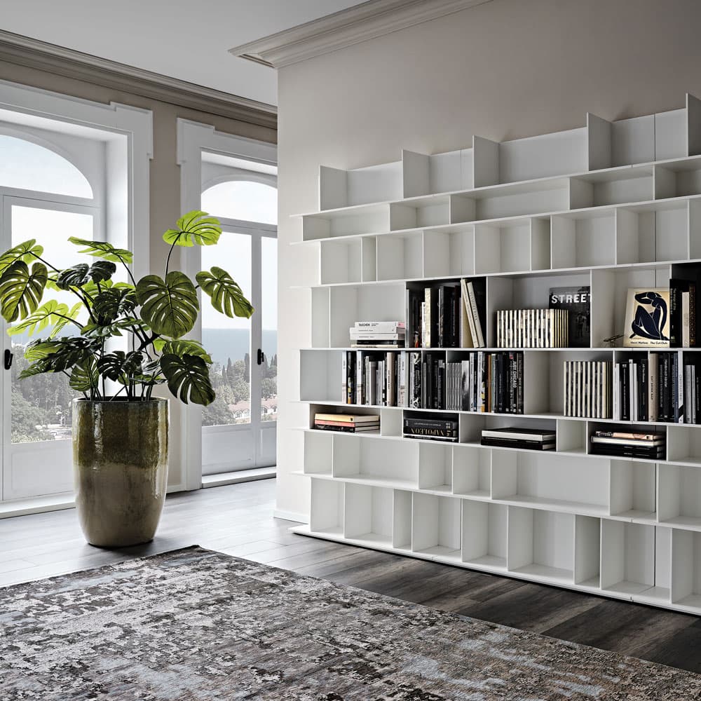 Wally Bookcase in White Lacquered Ottanio by Quick Ship