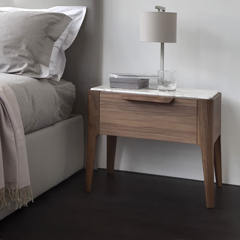 Ziggy Night 4 Brown Marble Bedside Table by Quick Ship