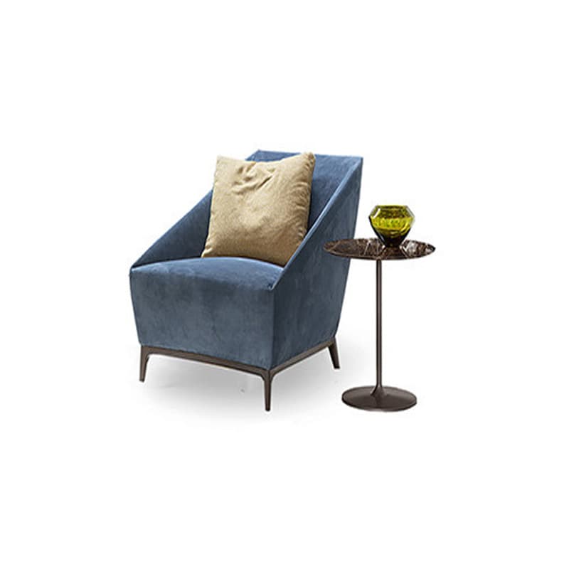 Zoe Blue Nubuck Lounge Chair, Quick Ship