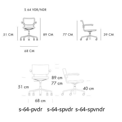 S 64 Swivel Armchair by Thonet