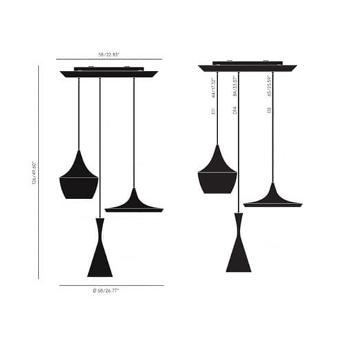 Beat Trio Round Pendant Lamp by Tom Dixon