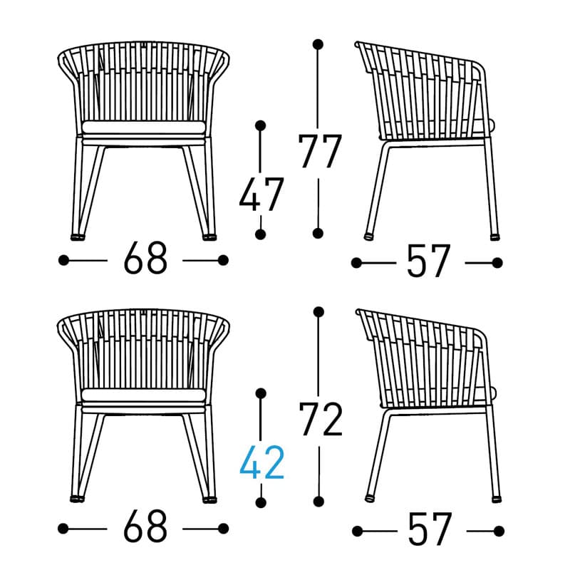 Emma Cross Outdoor Armchair by Varaschin