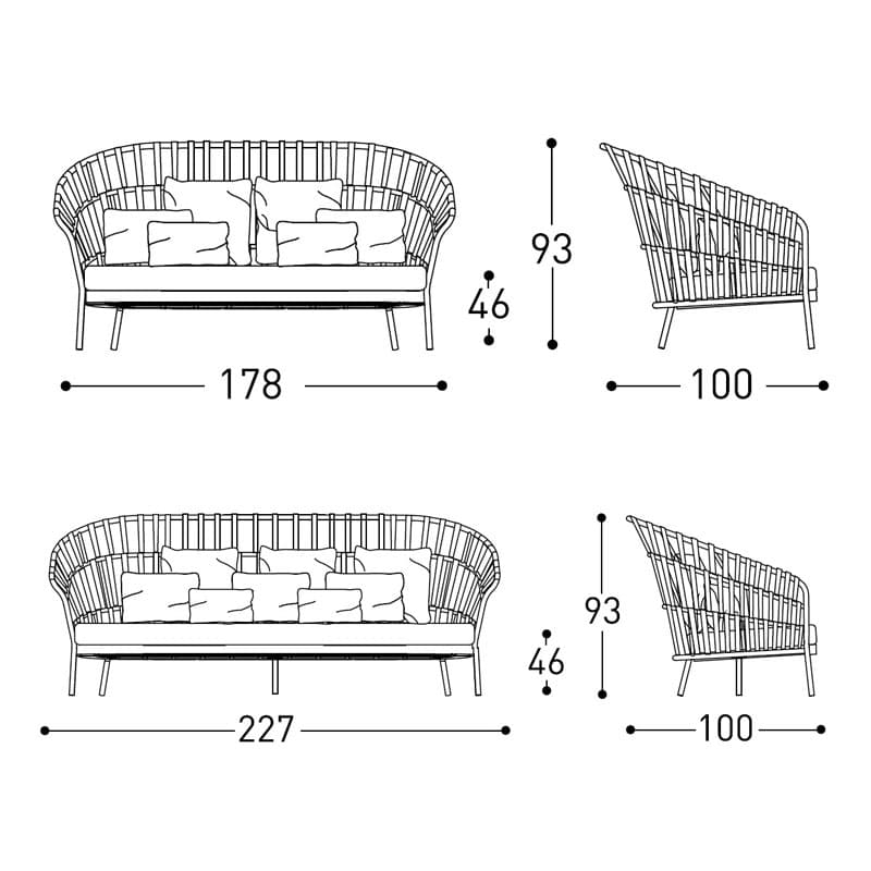 Emma Cross Outdoor Sofa by Varaschin