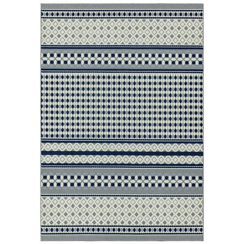 Antibes An06 Blue Cream Geometric Rug by Attic Rugs