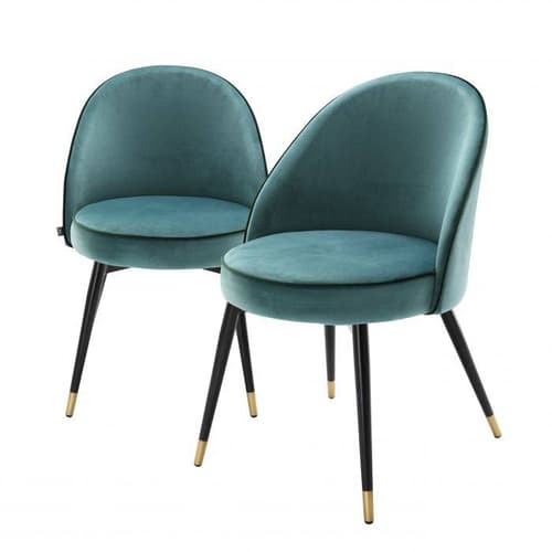 Cooper Set Of 2  Turquoise Velvet Dining Chair