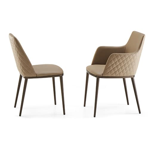 Max Diamond Metal Base Dining Chair By Italforma