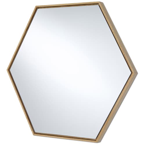 Lina Oak Hex Mirror, Quick Ship