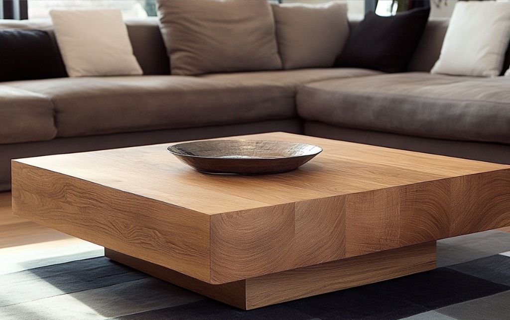 Solid wood coffee table with a natural finish
