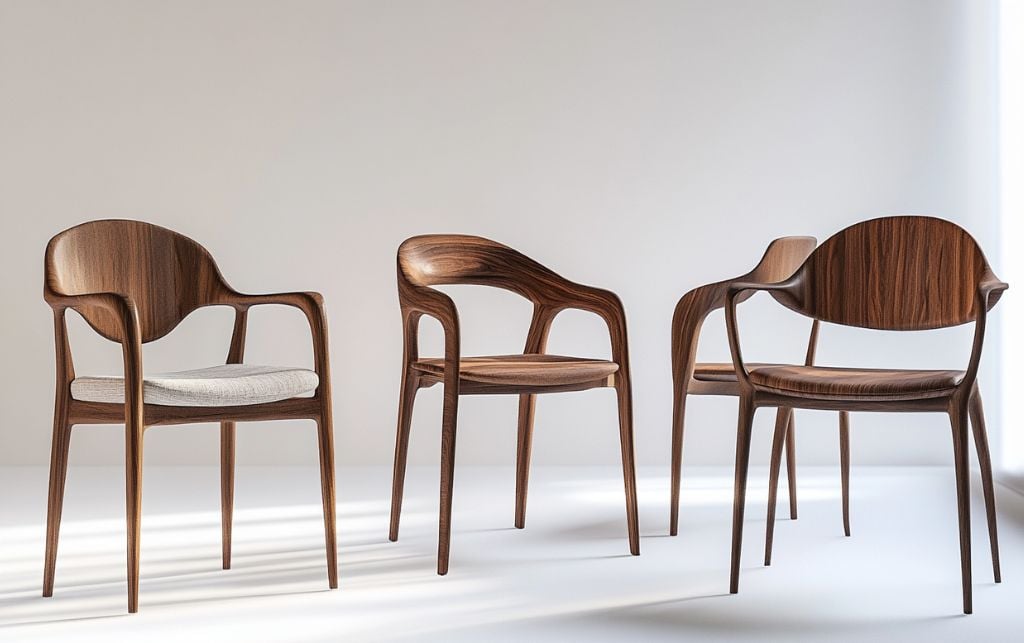 Wooden chairs in luxury interior setting