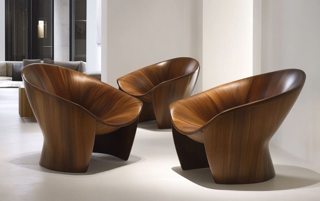 Wooden chairs in luxury interior setting