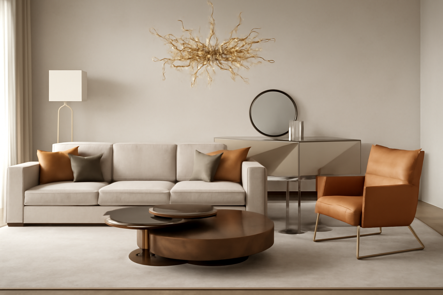 ChatGPT AI-generated living room showing adequate but uninspiring furniture composition