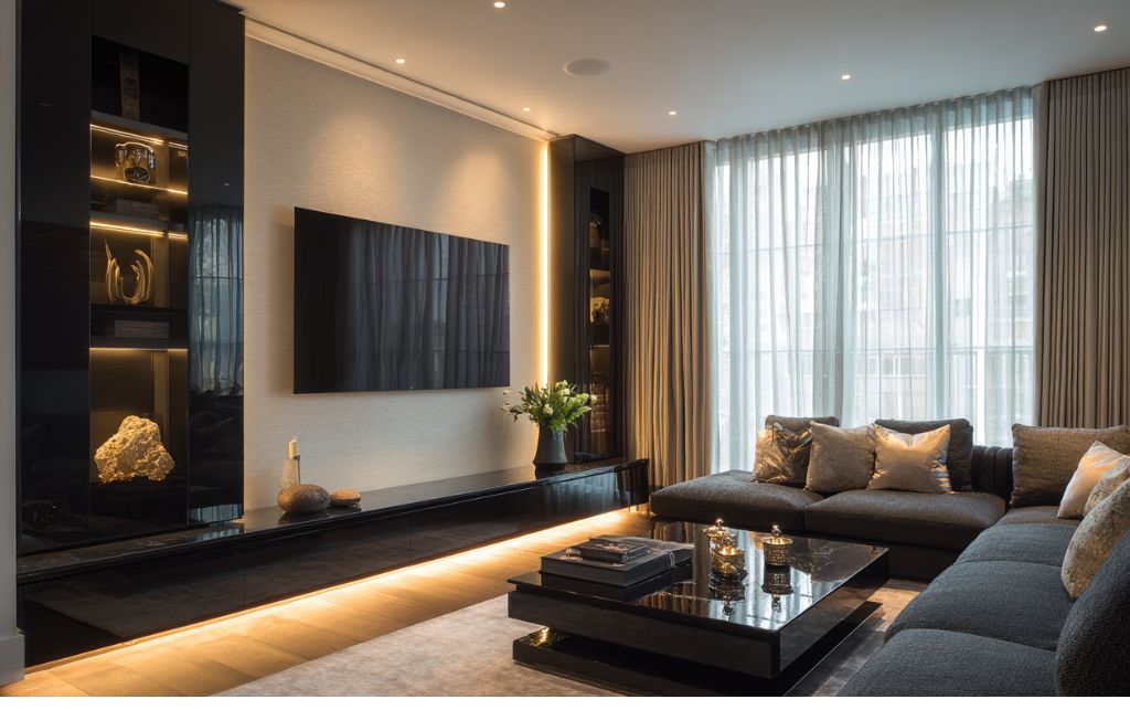 Examples of styling mistakes with black TV units