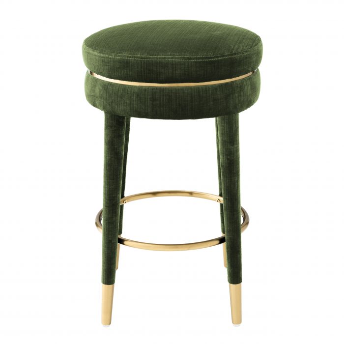 Parisian Green Velvet Bar Stool by Eichholtz